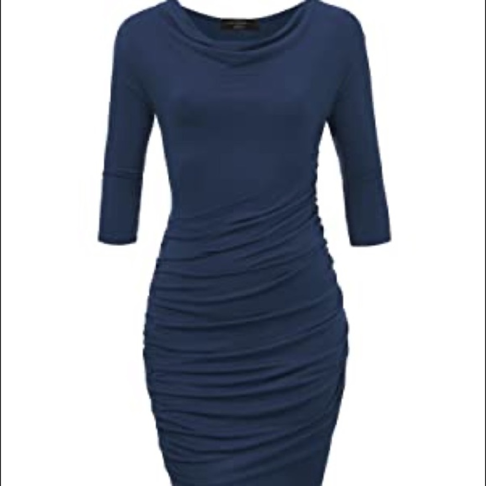 Blue 3/4 sleeve bodycon dress NWT